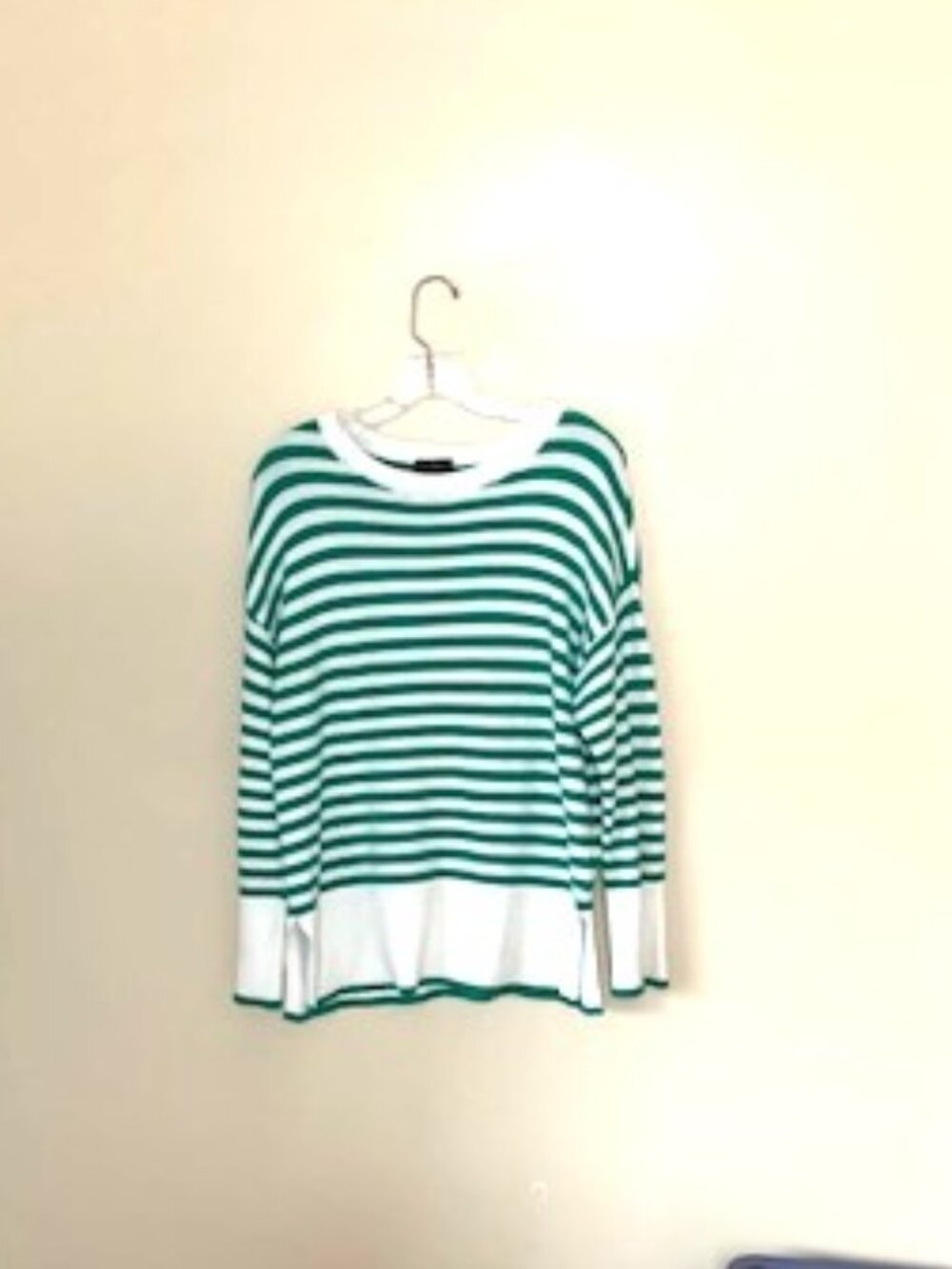 Tahari Women's Green & White Striped Sweater, Size L